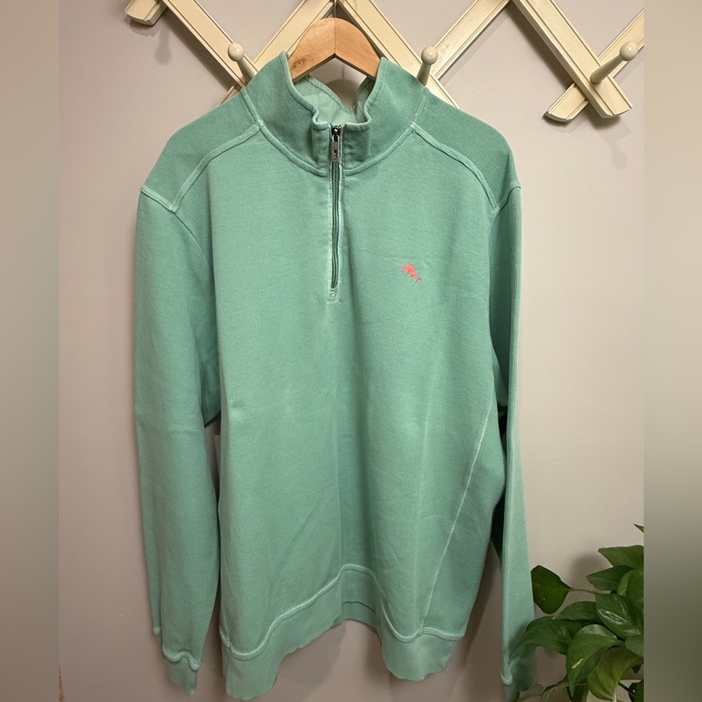 Tommy Bahama Men's Nassau Half Zip Long Sleeve in Dusty Jade Green SZ XL